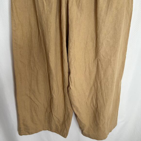 Free People Free-est NWT wide leg pants pull on tan high rise size large - Picture 6 of 10